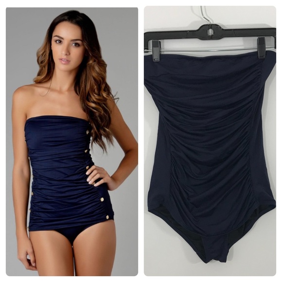strapless ruched swimsuit